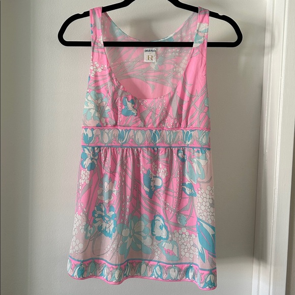 Vintage Emilio Pucci Pink and Blue Abstract Top - Picture 1 of 10